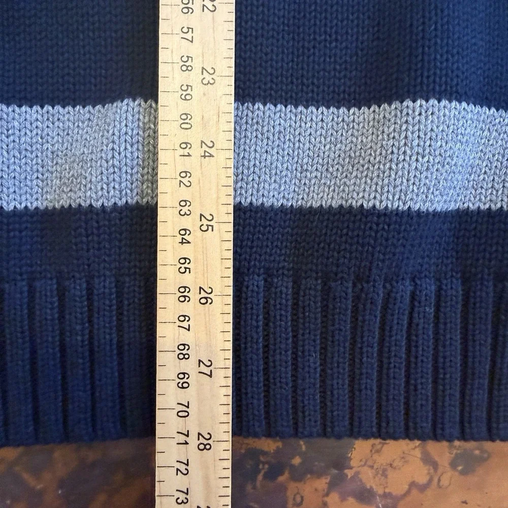 Chaps Mens Sz XXL Quarter Zip Sweater Navy Gray‎ Stripe 100% Cotton Pullover NWT